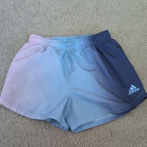 Adidas Blue and White Athletic Shorts Lightweight Elastic Waist
